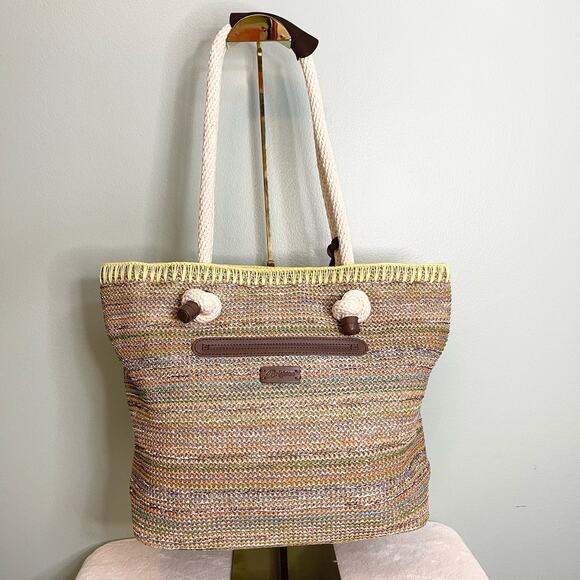 Brighton Bella LIMONE Tote Handbag Purse Woven Leather Lemon - Picture 3 of 12